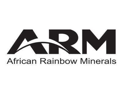 The logo features bold black letters "ARM" with a curved line arching over the "A." Below, the words "African Rainbow Minerals" appear in a clean, black sans-serif font on a white background.