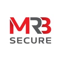 The image shows the logo "MRB SECURE." "MRB" is written in bold uppercase letters, with "M" and part of "B" in red and "R" in gray. "SECURE" appears below in gray, uppercase letters with a modern font. The background is white.